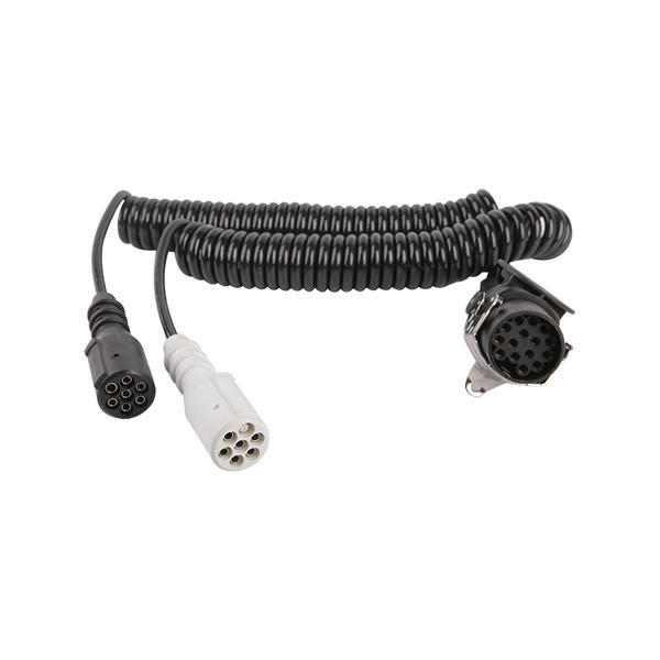 7 Kutuplu PU spiral bobin, biri 15pin fiş, diğer ikisi 24v plastik fiş, kablo uzunluğu 1m,2m,3m..JH047-G