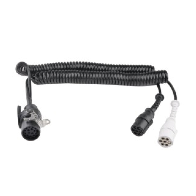 7 Kutuplu PU spiral bobin, biri 1 5 pinli fiş, diğer ikisi 24v plastik fişler, kablo uzunluğu 1 m,2m,3m...JH047-F
