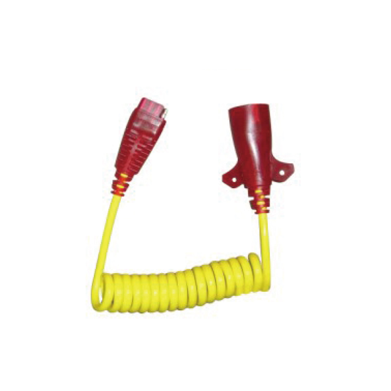 İki Plastik Fişli Sarı 7 Kutuplu PU Spiral Bobin, Kablo Uzunluğu 1m,2m,3m... JH065-B